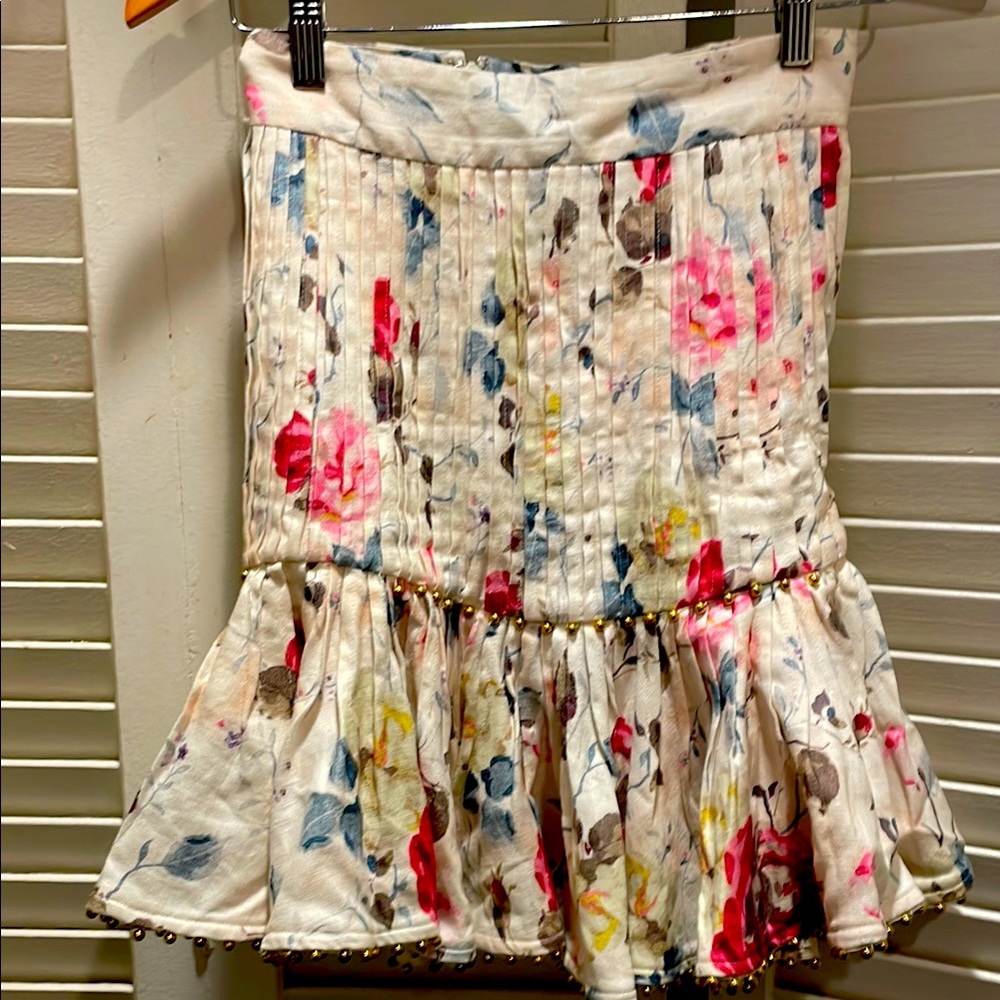 Zimmermann White and Pink Bubble Mini Skirt